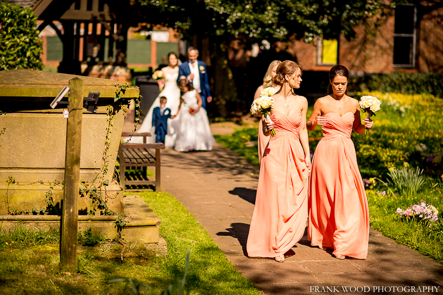 Bridesmaids entering church